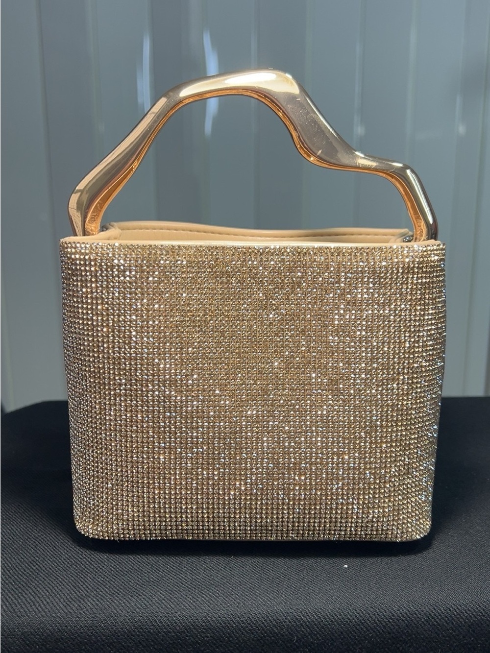 Rachel Zoe Gold Crystal Top-Handle Evening Clutch